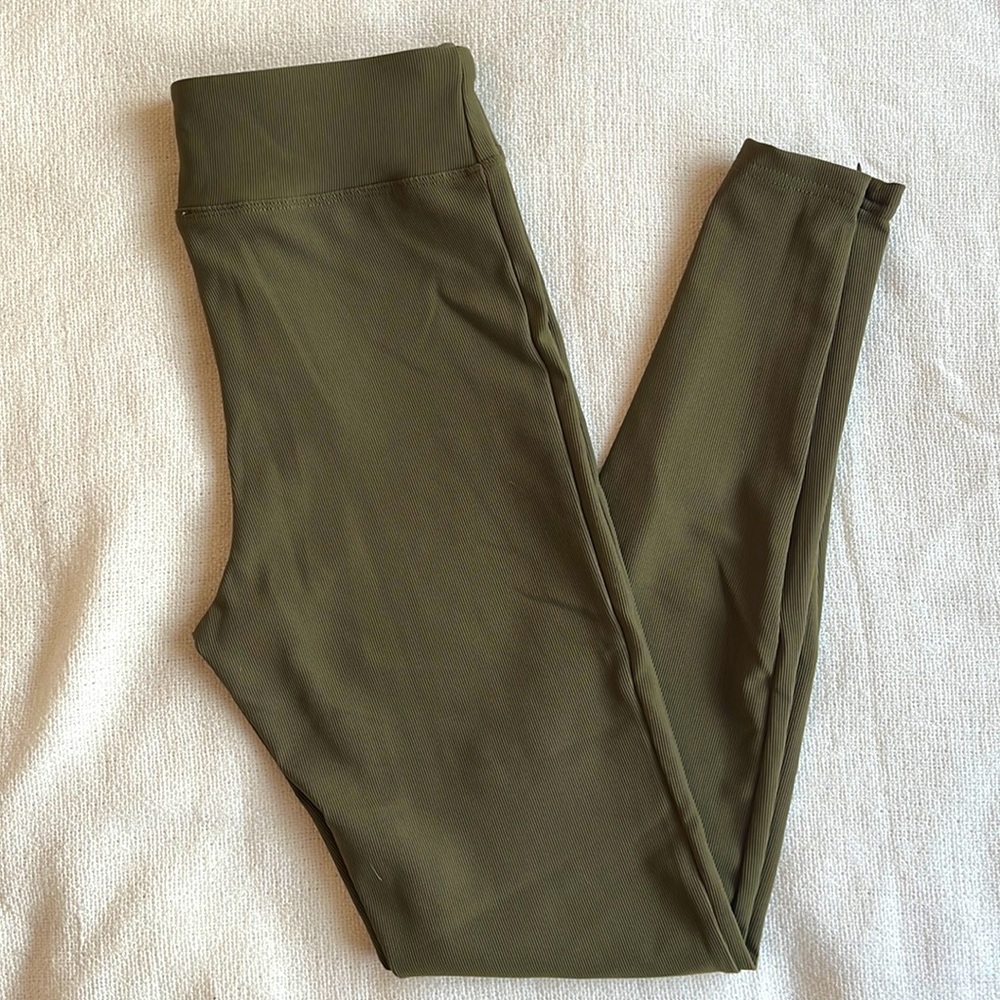 Cotton on rib legging‎ side zip green olive S full length high rise